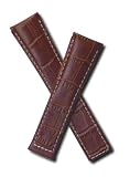 WSW Brown Alligator-style leather watchband with white stitching to fit TAG Heuer Monaco & Targa Florio models listed below