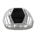 .0025 CT 10MM FANCY ONYX MENS WHITE GOLD RING