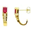 14K Yellow Gold Ruby and Diamond Earrings