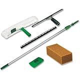Unger Pro Window Cleaning Kit with 8 Foot Pole, Scrubber, Squeegee, Scraper, Sponge (PWK00)