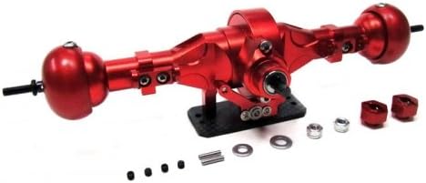 TopCad #22115r Complete Aluminum Rear Axle For SCX-10 AX10 Red for Axial SCX10