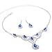 Topwholesalejewel Silver Crystal Drapes with Sapphire Teardrop Accents Necklace & Matching Dangle Earrings Jewelry Set