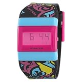 Wize & Ope Unisex WO-TAT-1 Tatoo Digital Pink Dial Print Black Strap Blue Slide Watch