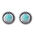 1 Pair 9MM 925 Sterling Silver Round Natural Turquoise Gemstone Stud Earrings for Women