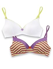 2 Pack Angel Cotton Rich Striped Non-Wired AA-C Bras