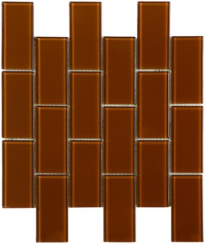 CoverQuik CQ61224 4mm 2-Inch x 4-Inch Mesh Mount Glass Tile, Rust Brown
