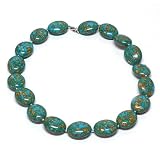 Oval Green Turquoise Howlite Necklace 18 Inch With Lobster Clasp