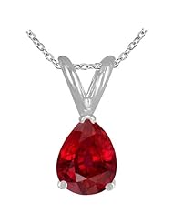 0.75Ct Pear Ruby Pendant in 14k White Gold