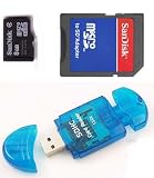 SanDisk 8GB MicroSD Premier SDHC Class 4 tested at 10MB/s with Micro SD Adapter and Blue USB SD Reader