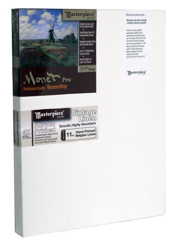 Masterpiece Artist Canvas Monet Pro Canvas 24-Inch by 24-Inch, Vintage Linen Acrylic Primed