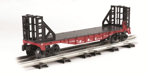 Williams By Bachmann Trains Flat Car With Bulkhead Ends - Santa Fe - O Scale-image