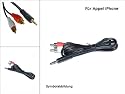 Apple iPhone Music Kabel mit 2x Cinchkupplung (Buchse) rot und schwarz auf 3,5mm Stereo-Klinkenstecker