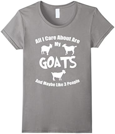 Women's All I Care About Are My Goats And Maybe 3 People Tshirt Small Slate