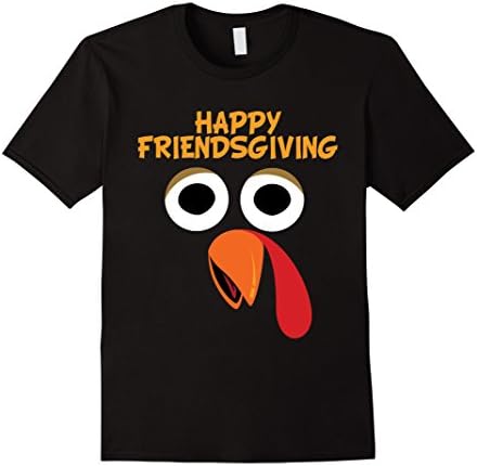 Men's Happy Friendsgiving Turkey Face Shirt Medium Black