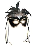 Black Feather Couples Mask Adult
