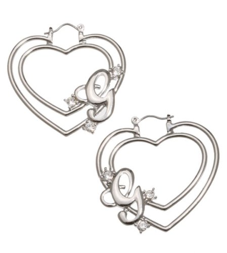 G by GUESS Silver Crystal G Heart Earrings