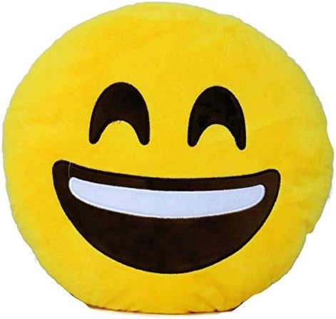 Decorative Soft Plush Stuffed Yellow Emoji Smiley Emoticon Room Decor Throw Pillows (Smile)