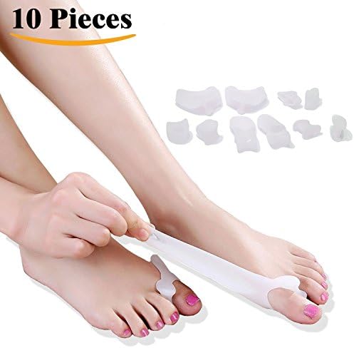 Bunion Relief, Toe Protectors Kit Bunion Corrector, Big Toe Protectors, Toe Spacers, Toe Alignment, Gel Toe Separators, Gel Toe Protectors, Hallux Valgus, Bunion Pads, Toe Straightener- 10 Piece