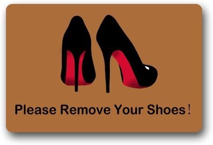 Please Remove Your Shoes Highheels Custom Doormat Non-woven Fabric Top (23.6"x15.7")