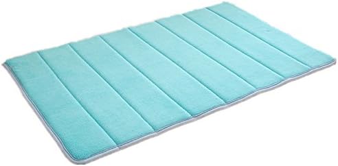 Komanic Memory Foam Coral Fleece Fabric Hotel Spa Bath Room Rugs, Sky Blue