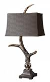 Uttermost 34-Inch Tall Stag Horn Table Lamp with Dark Shade
