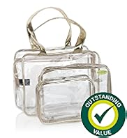 Outstanding Value 3 Piece Clear Cosmetic Bag Set