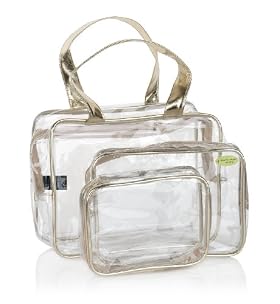 Outstanding Value 3 Piece Clear Cosmetic Bag Set