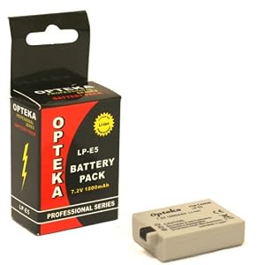 Opteka LP-E5 1800mAh Ultra High Capacity Li-ion </p>
<p>Battery Pack for Canon Digital Rebel XS, XSi, & T1i Digital SLR </p>
<p>Camera