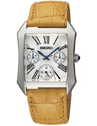 Seiko Silver Dial Multifunction Tan Leather Strap Ladies Watch SKY737P2
