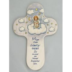 Kinder-Kreuz Kinderzimmer Schutzengel mit Harfe