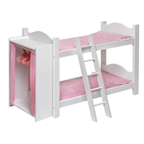 Doll Bunk Beds with Ladder and Storage Armoire