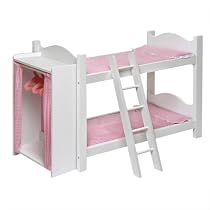 Doll Bunk Beds with Ladder and Storage Armoire