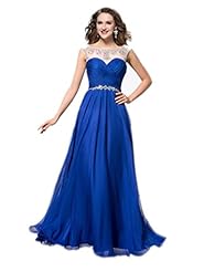 Floor Length Sheer Lace Beaded Ruched Jeweled Backless Chiffon Evening Dress/Wedding Party Dress 