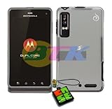 Black Frame & Frosted Clear Core Back Hybrid TPU Hard Gel Skin Case Cover for Bell Motorola Droid 3 XT860 4G / Droid 3 XT883 / Milestone 3 XT883 / Droid 3 WCDMA XT862 + Free Phone Cleaner Signal Blinker