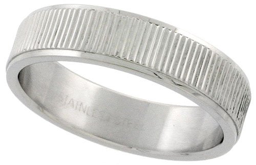 Surgical Steel 1/4 (6 mm ) Wedding Band with Coin Edge Finish