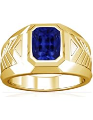18K Yellow Gold Emerald Cut Blue Sapphire Solitaire Ring