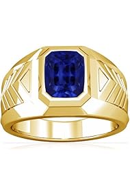 14K Yellow Gold Emerald Cut Blue Sapphire Solitaire Ring