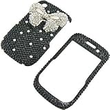 Rhinestones Protector Case BlackBerry Curve 8520 8530 / Curve 3G, 3D Bow Ti ....