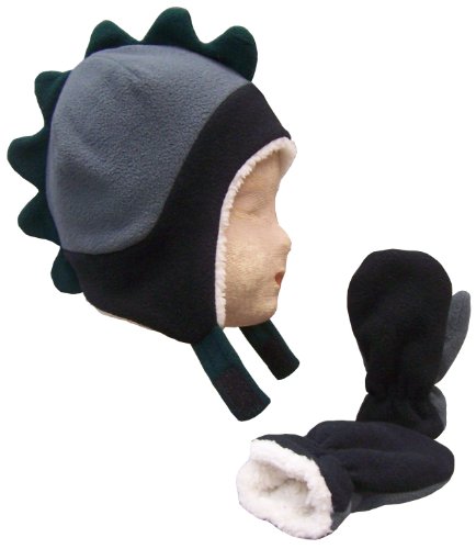 N'Ice Caps Boys Soft Sherpa Lined Micro Fleece Dino Hat and Mitten Set