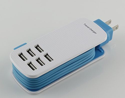 Anncia TM 6 port Desktop Wall Charger Charging Station for iPhone, iPad, iPod, Samsung ,Android Tablets and More. (S6 Blue)