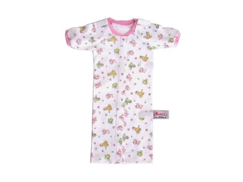 ANNA\'s Preemie 100% Exquisite Peruvian Cotton Lambs, Teddy Bears and Giraffes Gown