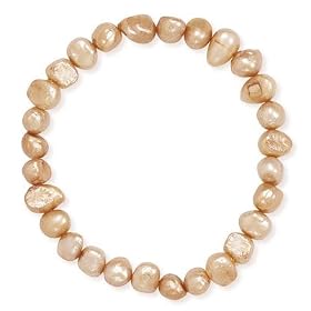 Cultured Pearl Sterling Silver Bracelet, Stretch, 8mm Tan Pearl