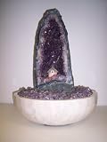 Aqua Amethyst Geode Fountain With Light And Crystal Pyramid.