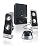 Philips SPA 7350/10 2.1 Multimedia Lautsprecher (100 Watt MPO, 2 Satelliten Holz-Subwoofer, MP3 Eingang an der Fernbedienung) schwarz