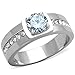 Marimor Jewelry Men's 1.75 Carat Round Cut Cubic Zirconia Silver Stainless Steel Ring Sizes 8-13
