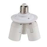 E27ベース 3-in-1 口金変換 ランプホルダー E27電球ホルダー [難燃のPBTシェル] ホワイト　スプリッタ　アダプタ　コンバータ