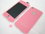 Pink Full LCD Screen Display + Touch Screen Digitizer Front Glass Lens Part Assembled Together + Full Plastic Glass Back Battery Cover Door Case Housing Fascia Plate Panel for Apple iPhone 4G 4 G ~ Mobile Phone Repair Parts Replacement