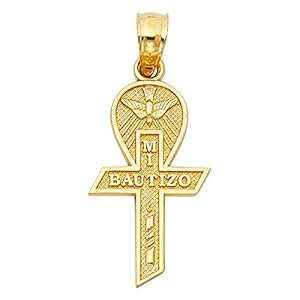 Pendant Yellow Cross Baptism Religious cross pendant Gold baptism 14k Pendant Yellow Cross Baptism Religious cross pendant Gold baptism 14k