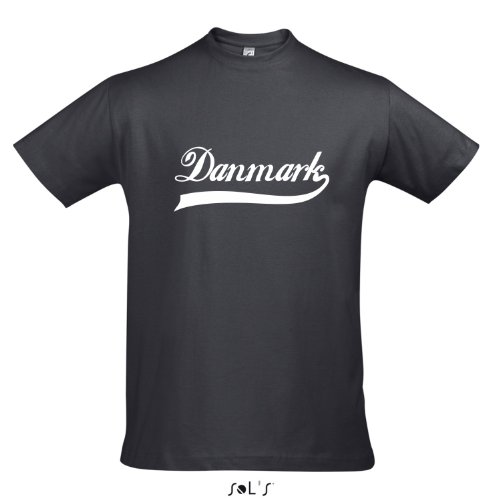 T-Shirt Dänemark Oldschool Danmark LÄNDERSHIRT EM / WM FAN Trikot S-XXL , Mouse grey – weiß , L