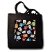 Colorful Retro Rotary Phones on Black - Washed Denium Tote Bag 14w X 14h X 3d